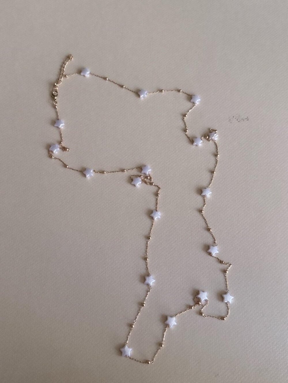 Gold Chain Necklace with White Star Beads 2483